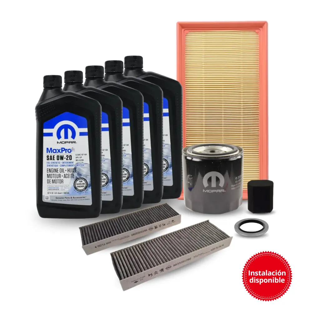 Instalación disponible 3 Kit Mantención Completa Jeep Avenger 1.2 Turbo 0W20 Mopar - Imagen 1